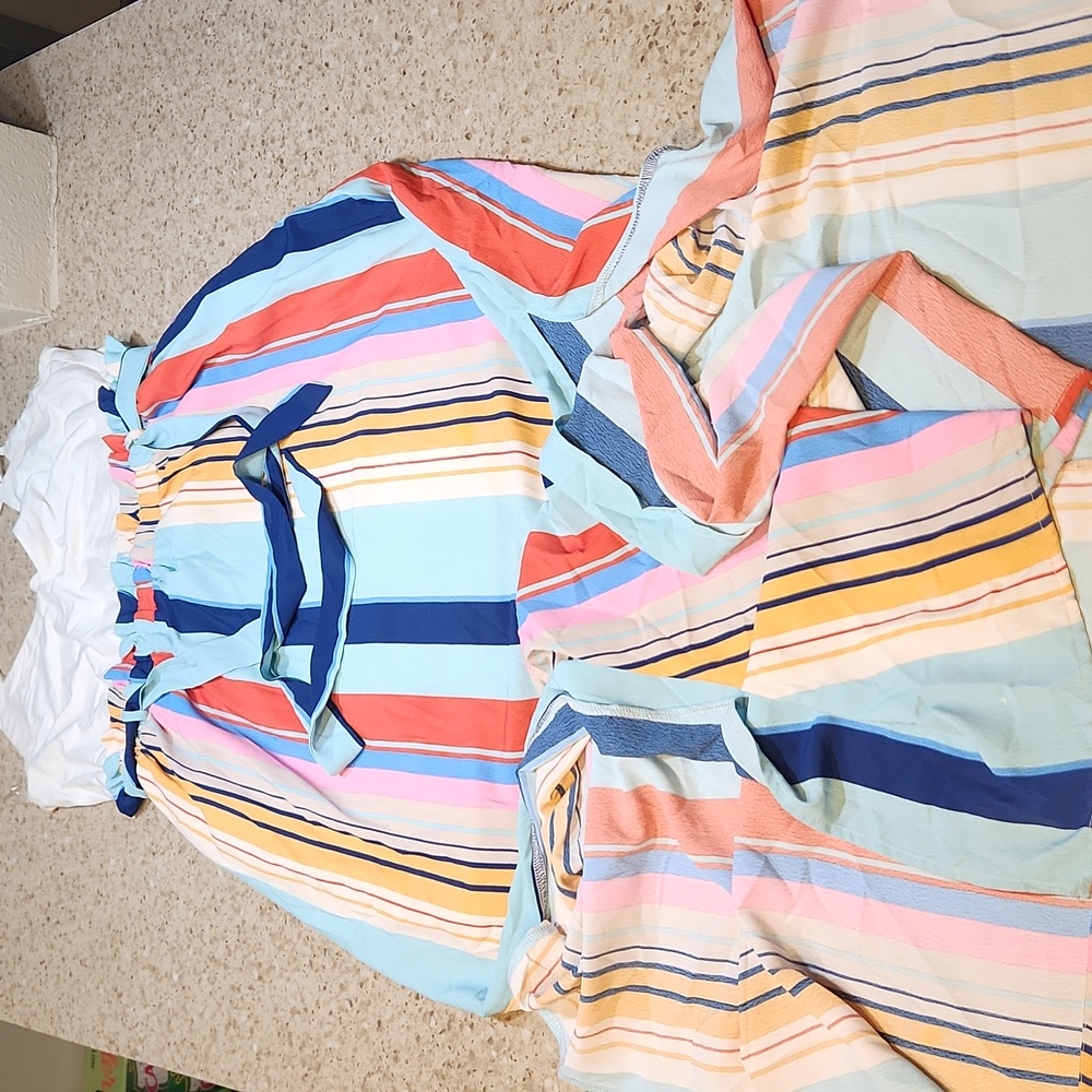 Main Strip Rainbow Stripe Maxi Dress With Side Splits